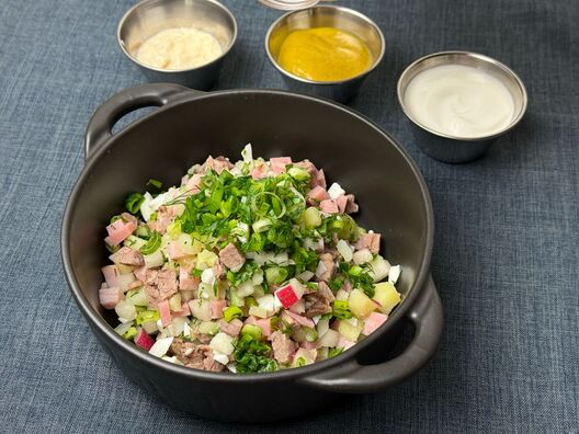 Набор на окрошку с телятиной и ветчиной 500гр