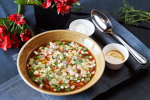 Окрошка с ветчиной и говядиной